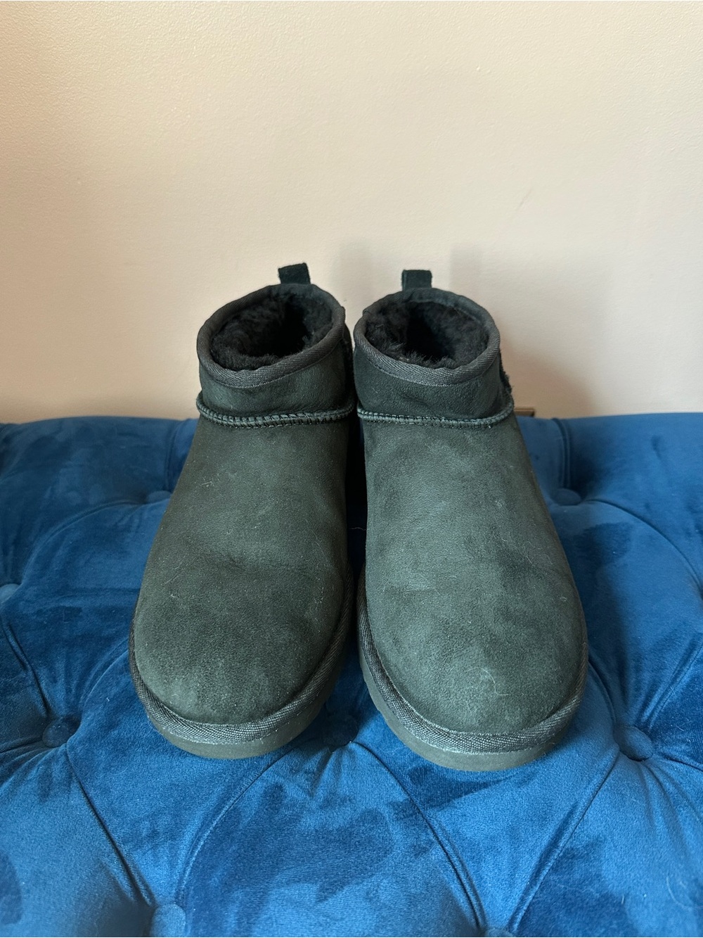 UGG Mini Booties in Black Suede Sheepskin